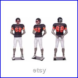 Adult Male Glossy Gray Full Body Muscular Athletic Sports Fiberglass Football Player Mannequin with Base BRADY05