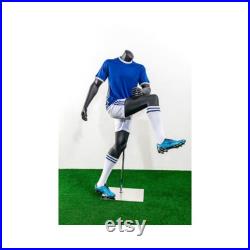 Adult Male Headless Soccer Player Fiberglass Matte Grey Mannequin with Base TQ4