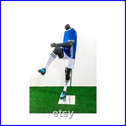 Adult Male Headless Soccer Player Fiberglass Matte Grey Mannequin with Base TQ4