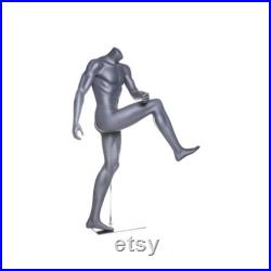 Adult Male Headless Soccer Player Fiberglass Matte Grey Mannequin with Base TQ4