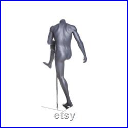 Adult Male Headless Soccer Player Fiberglass Matte Grey Mannequin with Base TQ4