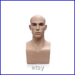 Adult Male Mannequine Fiberglass Display Realistic Fleshtone Caucasian Head Display