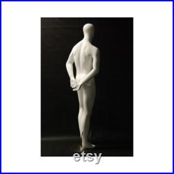 Adult Male Matte White Faceless Fiberglass Standing Mannequin with Base C29W2