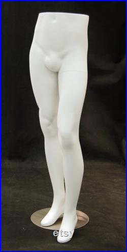 Adult Male Matte White Fiberglass Mannequin Legs Pant Form Display with Base ML9