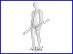 Adult Male Plus Size Matte White Egg Head Fiberglass Full Body Mannequin with Base PLUSMANW2