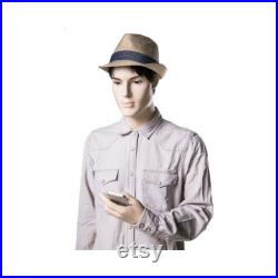 Adult Male Realistic Fleshtone Fiberglass Mannequin Walking with Cell Phone Pose MHP2