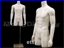 Adult Men's Fiberglass Torso Headless Mannequin with Thighs and Base TMwithS