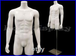 Adult Men's Fiberglass Torso Headless Mannequin with Thighs and Base TMwithS