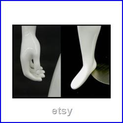 Adult Men's Glossy White Egg Head Fiberglass Standing Mannequin with Base GM53W1-S