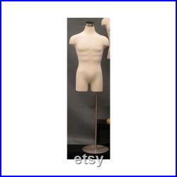 Adult Men's Pinnable Off White Mannequin Dress Form Torso with Shoulders and Thighs with Base 33MLEG01