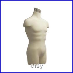 Adult Men's Pinnable Off White Mannequin Dress Form Torso with Shoulders and Thighs with Base 33MLEG01