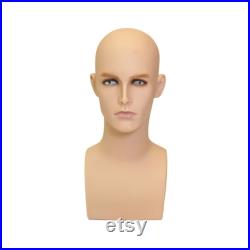 Adult Mens Realistic Fiberglass Fleshtone Mannequin Head Display (2 pack) ERAF2
