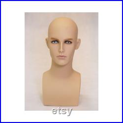 Adult Mens Realistic Fiberglass Fleshtone Mannequin Head Display (2 pack) ERAF2
