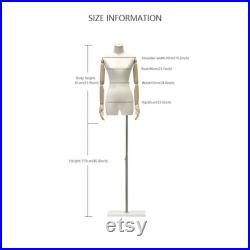 Adult Size Female Fabric Mannequin Adjustable Height Women Model with Acrylic Base Half Body Store Window Display Mannequin Torso Dress Form