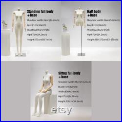 Adult Size Female Full Body Mannequin In Standing Sitting,Beige Dress Form Female Display Model,Clothes Mannequin Body With Wooden Arms