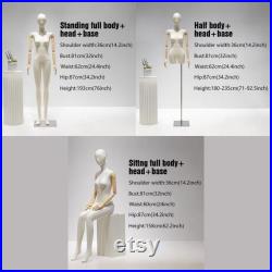 Adult Size Female Full Body Mannequin In Standing Sitting,Beige Dress Form Female Display Model,Clothes Mannequin Body With Wooden Arms
