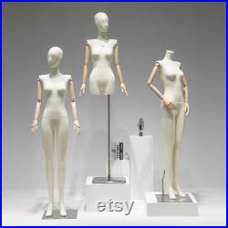 Adult Size Female Full Body Mannequin In Standing Sitting,Beige Dress Form Female Display Model,Clothes Mannequin Body With Wooden Arms
