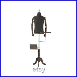 Adult Size Male Fabric Mannequin With Wooden Hands Men Model with Wooden Base Half Body Store Window Display Mannequin Torso Dress Form