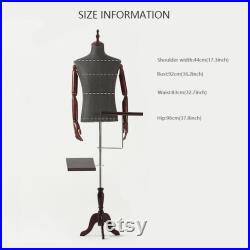 Adult Size Male Fabric Mannequin With Wooden Hands Men Model with Wooden Base Half Body Store Window Display Mannequin Torso Dress Form