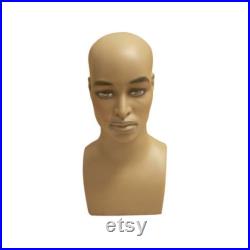 African American Male Realistic Fiberglass Mannequin Display Head (2 pack) MB2