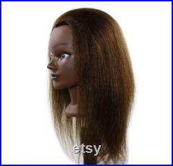 Afro American Woman Cosmetology Mannequin Manikin Human Hair Dolls Head with Free Clamp