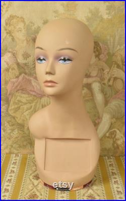 Amazing Vintage French Swivelling Shop Mannequin Bust Millinery Wig Stand