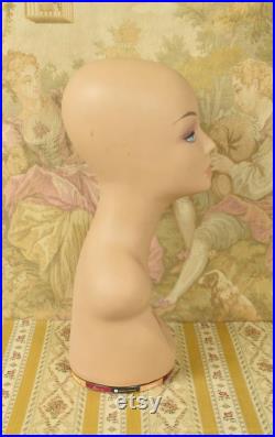 Amazing Vintage French Swivelling Shop Mannequin Bust Millinery Wig Stand