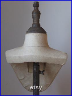 Antique 1920's Style Mannequin Jewellery Display Bust .Authentic in Style Covered in fine hessian with Rustic Metal Base