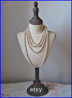 Antique 1920's Style Mannequin Jewellery Display Bust .Authentic in Style Covered in fine hessian with Rustic Metal Base