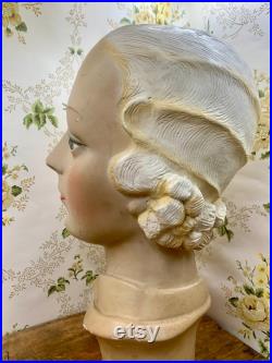 Antique 1920s bust mannequin millinery store display 15 tall flapper girl very rare