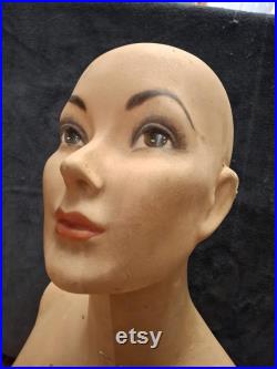Antique 1921 Department Store Mannequin Female Bust Torso Jewelry Millinery Shop Display Plaster Chalkware
