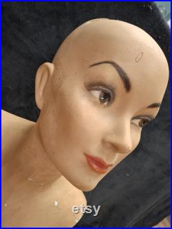 Antique 1921 Department Store Mannequin Female Bust Torso Jewelry Millinery Shop Display Plaster Chalkware