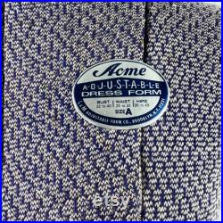 Antique 1940s Acme Mannequin Sewing Dress Form Adjustable Body Size A, Purple Tweed, Metal Stand, Steam Punk, for designer, home decor