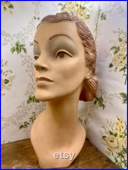 Antique 1940s bust mannequin millinery store display 14.5 tall very rare