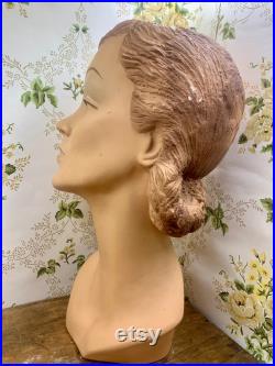 Antique 1940s bust mannequin millinery store display 14.5 tall very rare