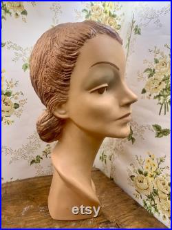 Antique 1940s bust mannequin millinery store display 14.5 tall very rare