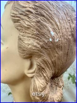 Antique 1940s bust mannequin millinery store display 14.5 tall very rare