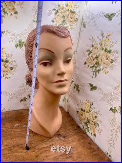 Antique 1940s bust mannequin millinery store display 14.5 tall very rare
