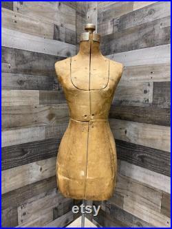 Antique Adjustable Dress Form, Vintage Mannequin on base