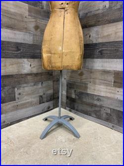 Antique Adjustable Dress Form, Vintage Mannequin on base