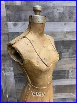 Antique Adjustable Dress Form, Vintage Mannequin on base