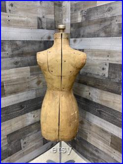 Antique Adjustable Dress Form, Vintage Mannequin on base