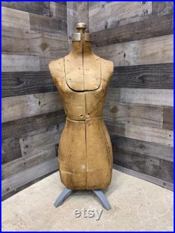 Antique Adjustable Dress Form, Vintage Mannequin on base