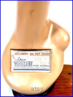 Antique Advertising 1940s Art Deco Countertop Mannequin Head Hat Shop Display