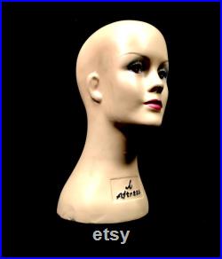 Antique Advertising 1960s Vintage Countertop Mannequin Head Shop Display Lady