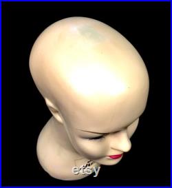 Antique Advertising 1960s Vintage Countertop Mannequin Head Shop Display Lady
