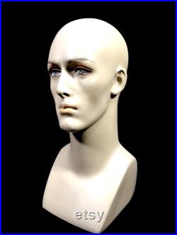 Antique Advertising 1970s Vintage Countertop Mannequin Head Shop Display Pair
