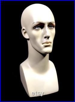 Antique Advertising 1970s Vintage Countertop Mannequin Head Shop Display Pair
