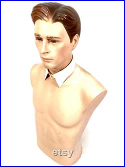 Antique Advertising Art Deco Style Countertop Bust Mannequin Stand Vintage