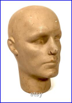 Antique Advertising Vintage Art Deco Style Countertop Mannequin Head Hat Stand